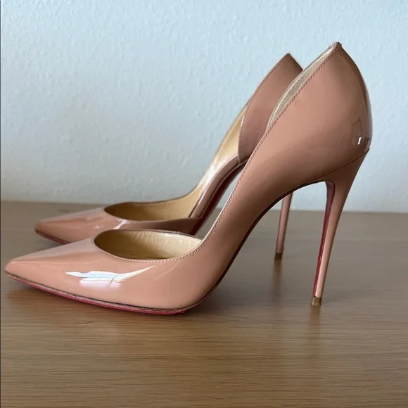 Christian Louboutin Blush Patent Leather Pointed-Toe Pumps - Picture 3 of 6
